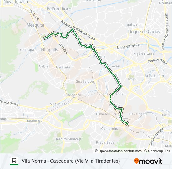 Mapa da linha 734L de ônibus