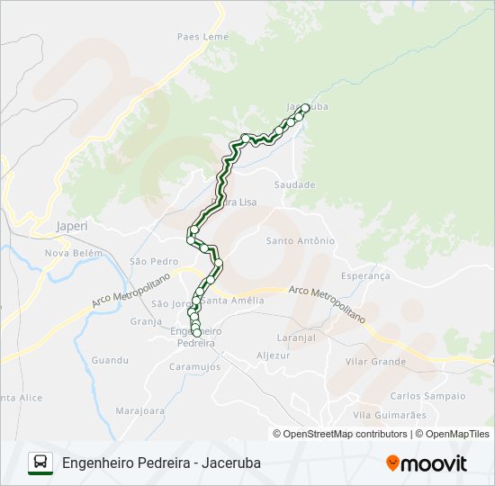 Mapa da linha 750I de ônibus