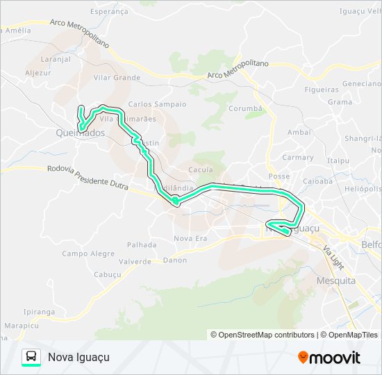 Mapa da linha 607I de ônibus