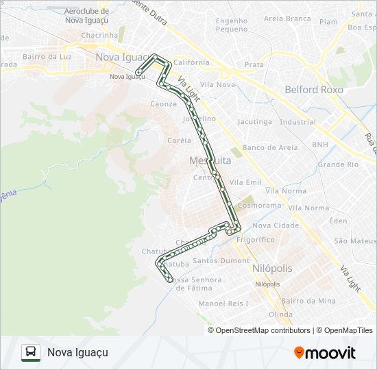Mapa da linha 460I de ônibus