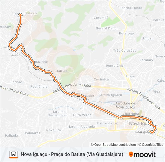 Mapa da linha 111 de ônibus