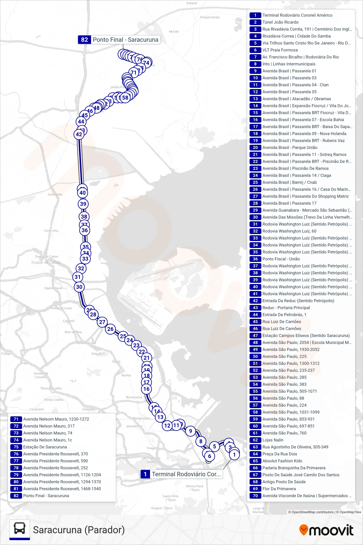 3471C bus Line (Saracuruna (Parador)) route and stops on a map