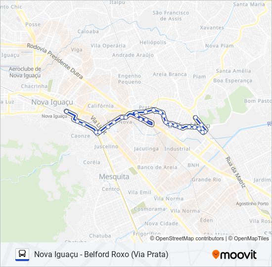 Mapa da linha 120I de ônibus