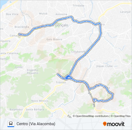 Mapa da linha 50 de ônibus