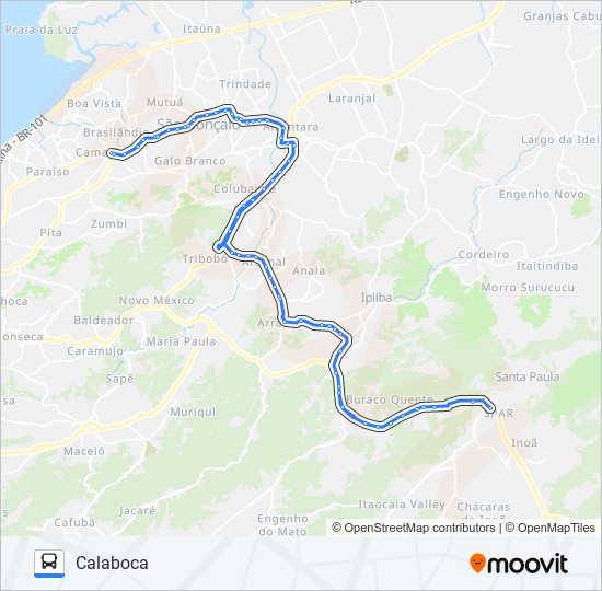 Mapa da linha 53 de ônibus