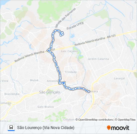 Mapa da linha 55A de ônibus