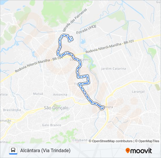 Mapa da linha 55A de ônibus
