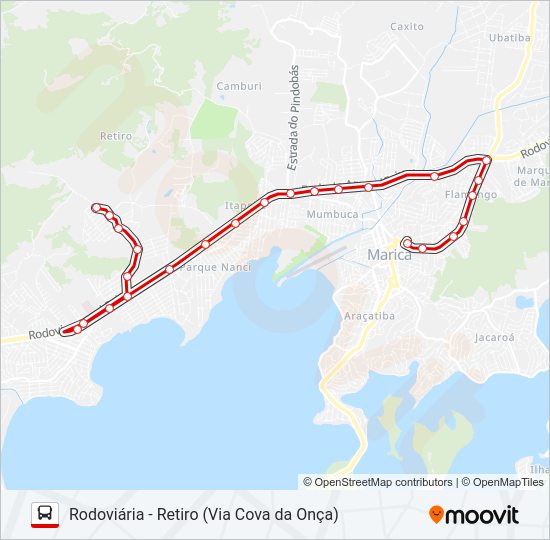 Mapa da linha E15 de ônibus