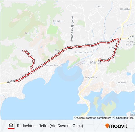 Mapa da linha E15 de ônibus