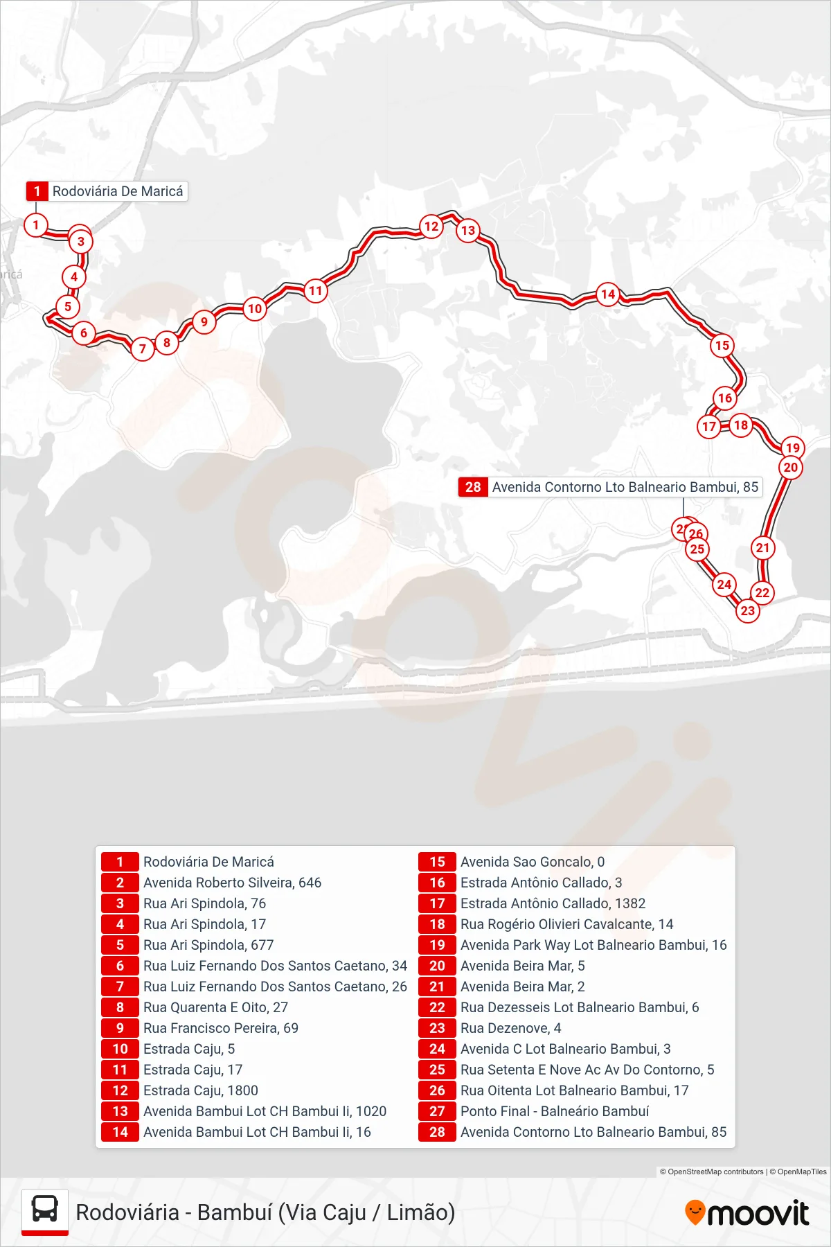 E10B bus Line (Bambuí) route and stops on a map