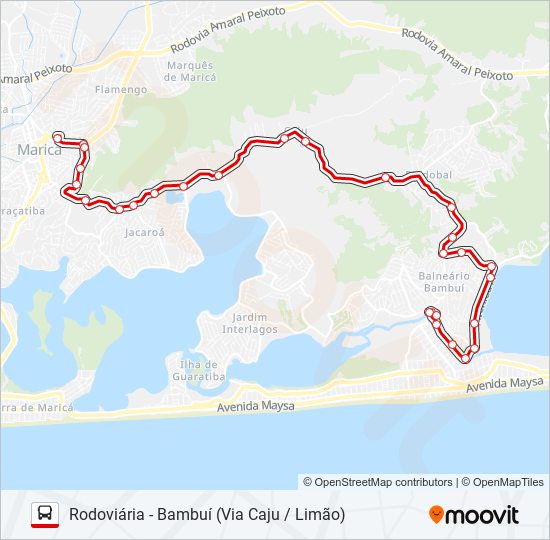 Mapa da linha E10B de ônibus