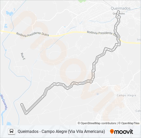 Mapa da linha 515 de ônibus