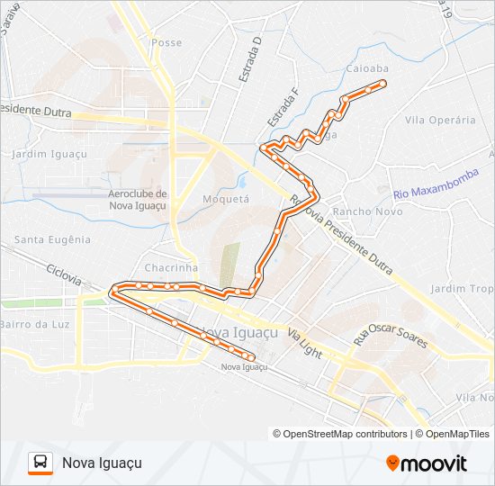 Mapa da linha 721 de ônibus