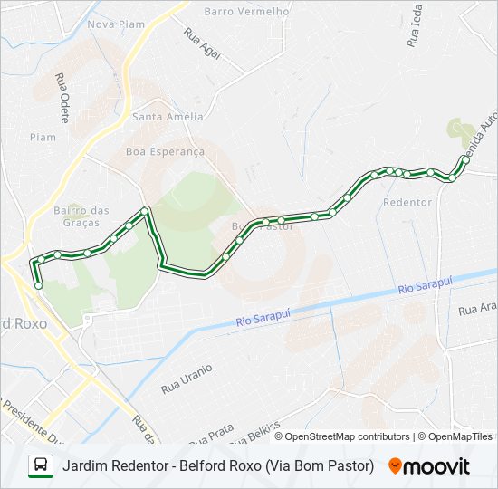 Mapa da linha 7017 de ônibus