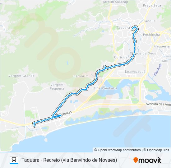 Mapa da linha 954 de ônibus