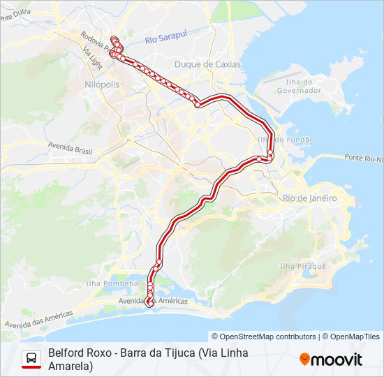 Mapa da linha 400T de ônibus