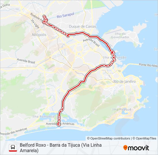 Mapa da linha 400T de ônibus