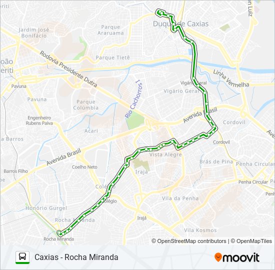 Mapa da linha 563 de ônibus