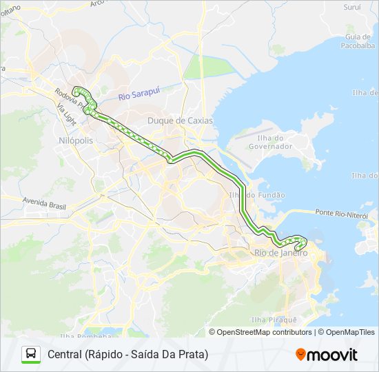 Mapa da linha 520B de ônibus