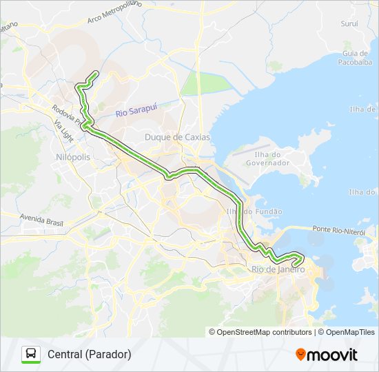 Mapa da linha 520B de ônibus