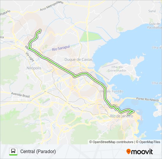 Mapa da linha 524B de ônibus