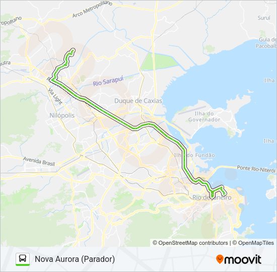 Mapa da linha 524B de ônibus