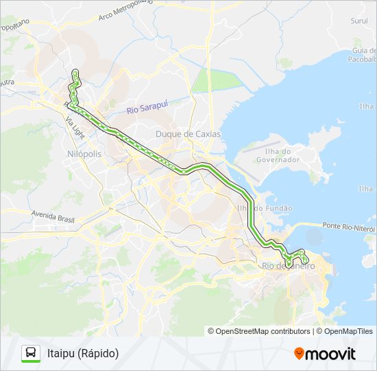 Mapa da linha 526B de ônibus