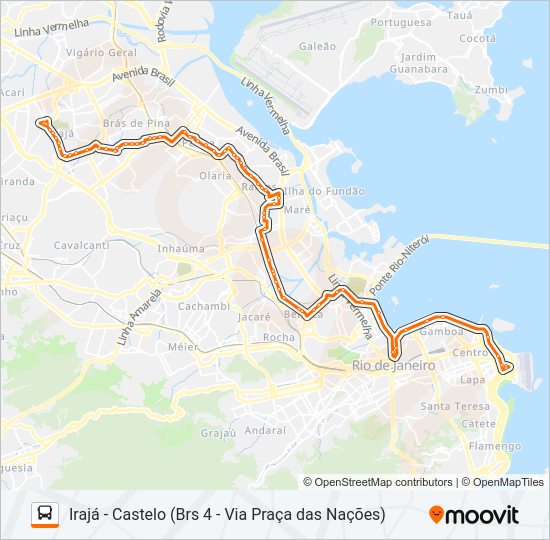 Mapa da linha 350 de ônibus
