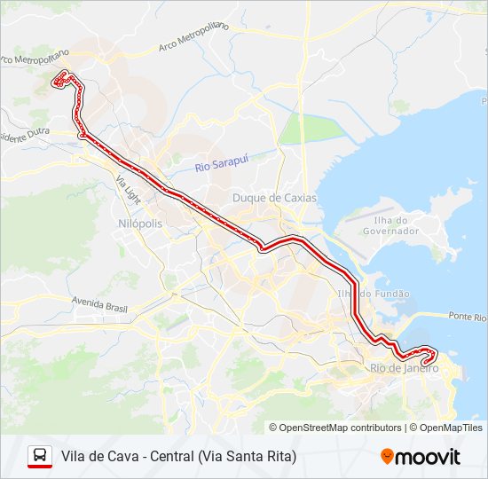 Mapa de 492B de autobús