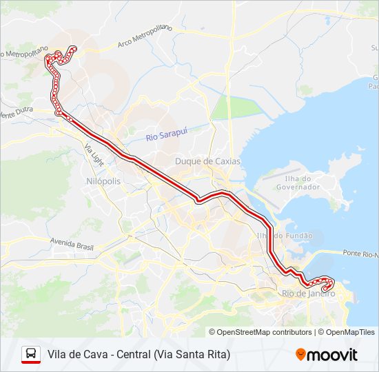 Mapa da linha 492B de ônibus