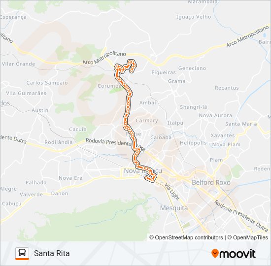 Mapa da linha 124 de ônibus