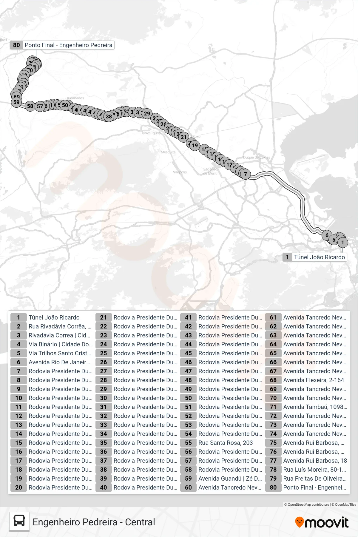 451 bus Line (Engenheiro Pedreira (Rápido)) route and stops on a map