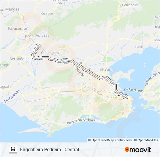 Mapa da linha 451 de ônibus