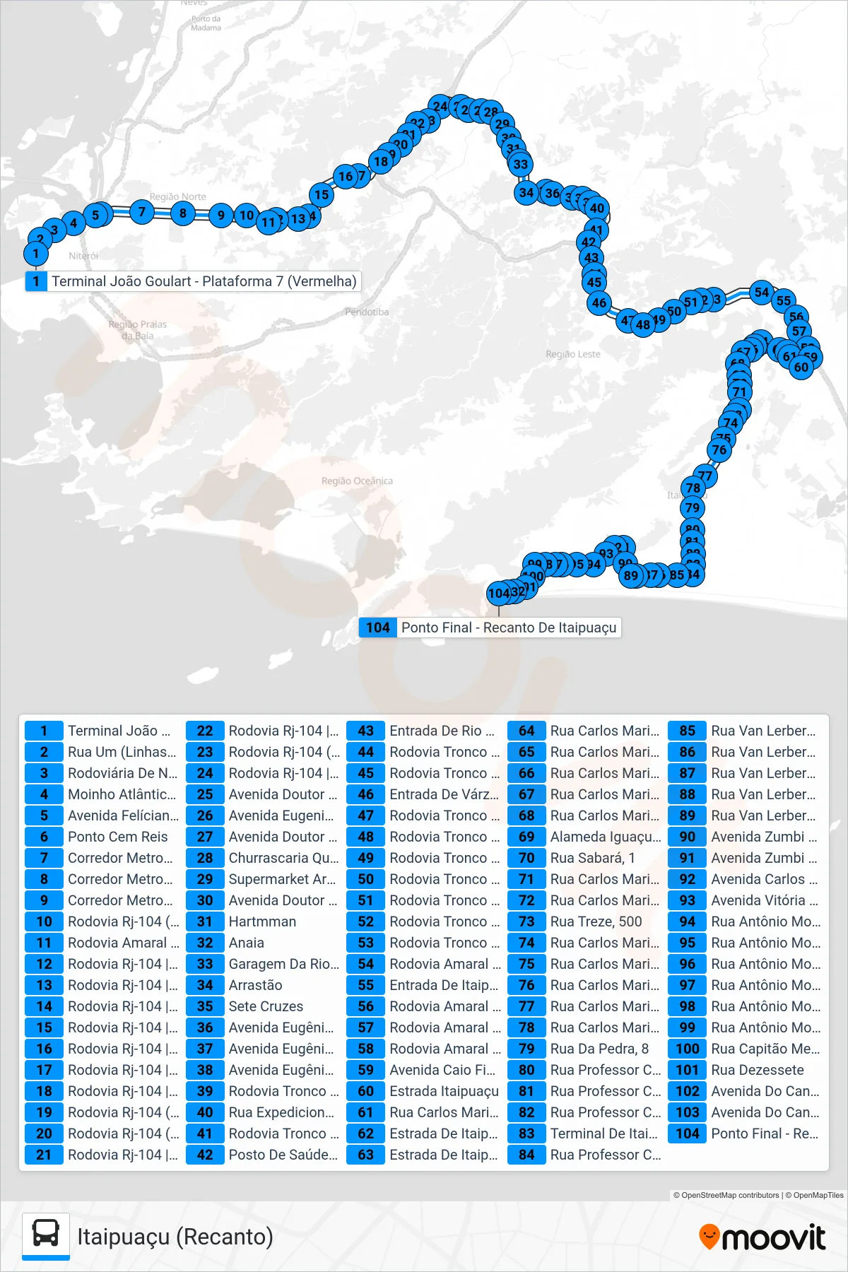 4144R (EXECUTIVO) bus Line (Itaipuaçu (Recanto)) route and stops on a map