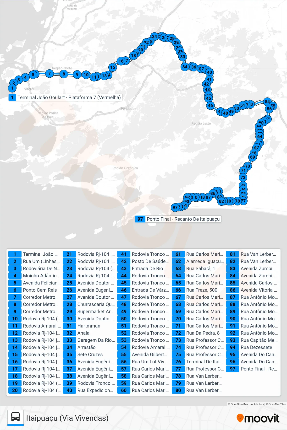 4144R (EXECUTIVO) bus Line (Itaipuaçu (Via Vivendas)) route and stops on a map