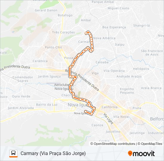 Mapa da linha 110 de ônibus