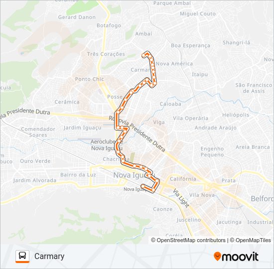 Mapa da linha 110 de ônibus