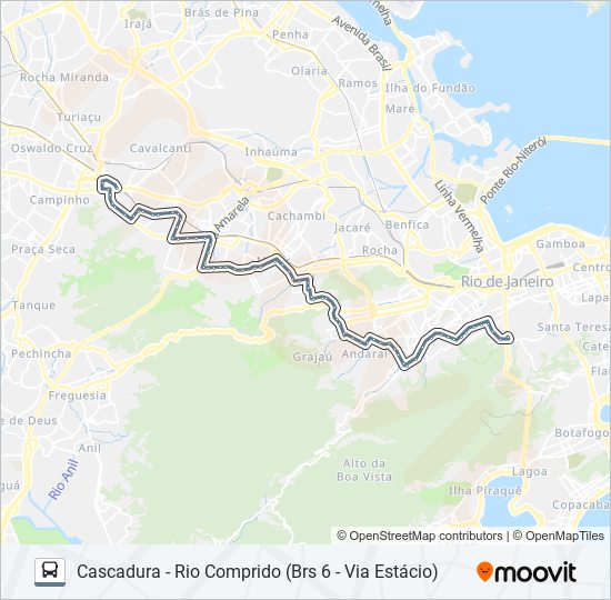 Mapa da linha 607 de ônibus