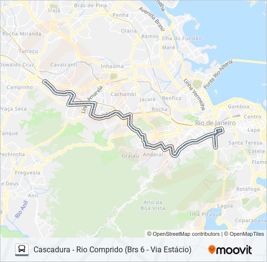 Mapa da linha 607 de ônibus