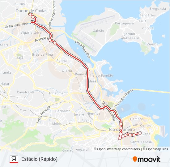 Mapa da linha 108C de ônibus