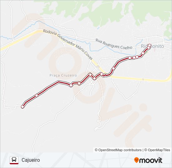 Mapa da linha RIO BONITO - CAJUEIRO de ônibus