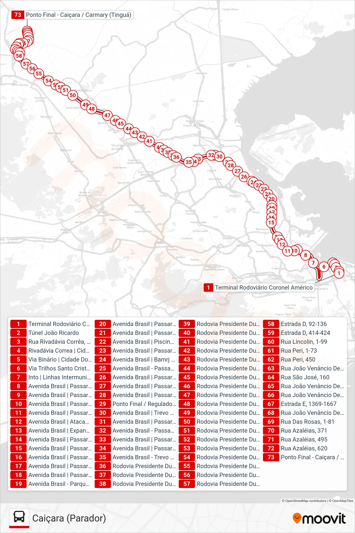 498B bus Line (Caiçara (Parador)) route and stops on a map