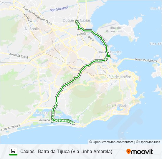 Mapa da linha 415T de ônibus