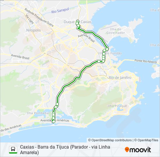 Mapa da linha 415T de ônibus