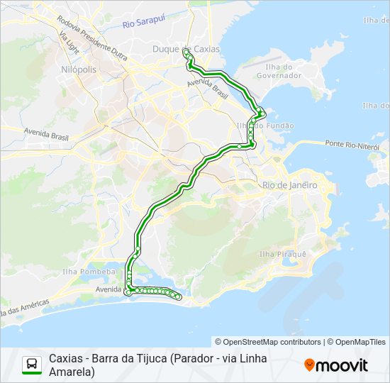 Mapa da linha 415T de ônibus