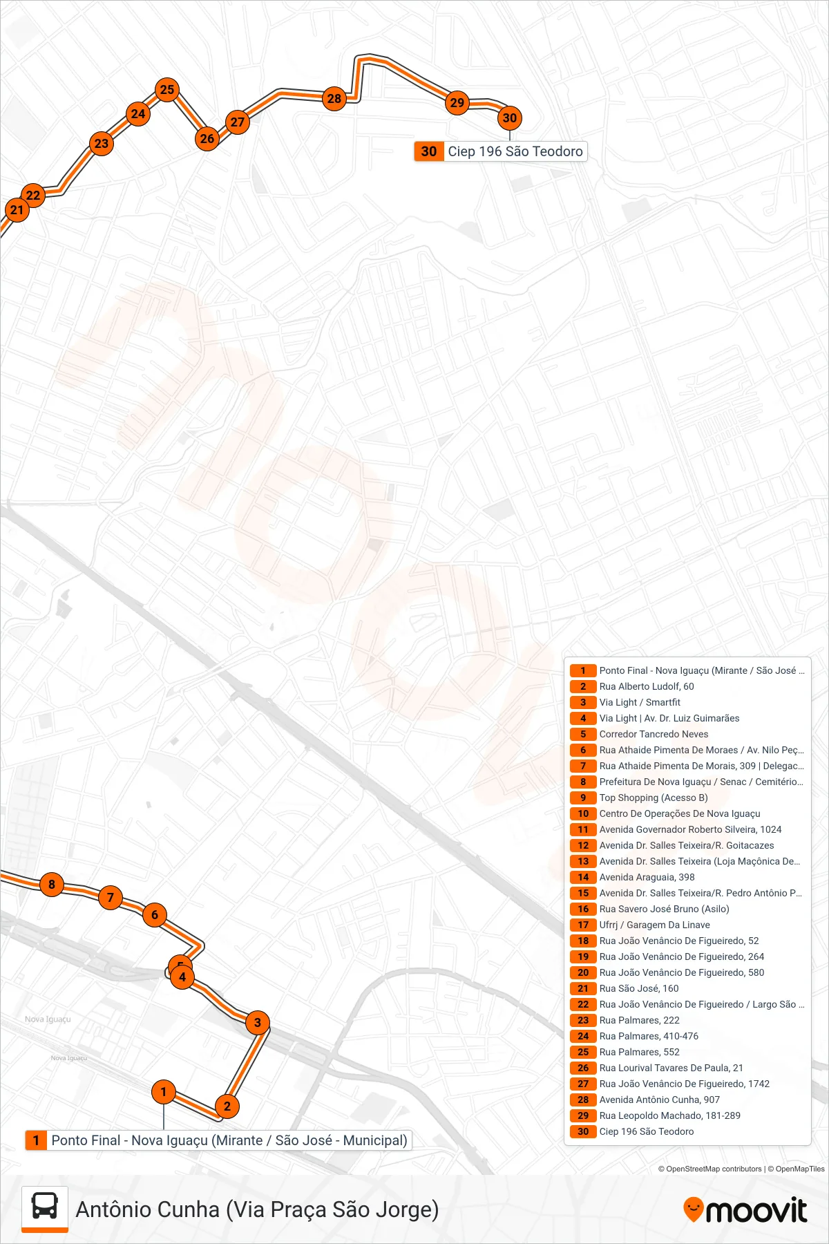 118 bus Line (Antônio Cunha (Via Praça São Jorge)) route and stops on a map