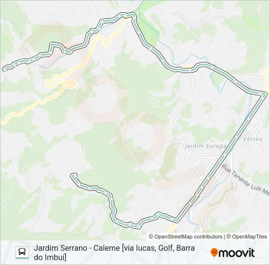 Mapa da linha P02A de ônibus
