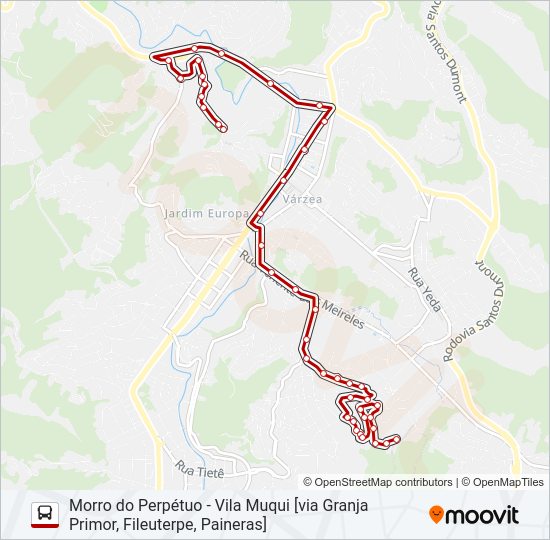 Mapa da linha 02C de ônibus