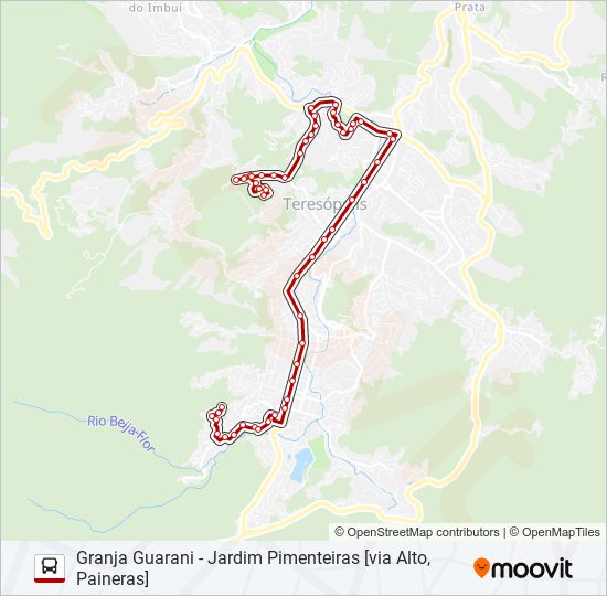 Mapa da linha 12B de ônibus