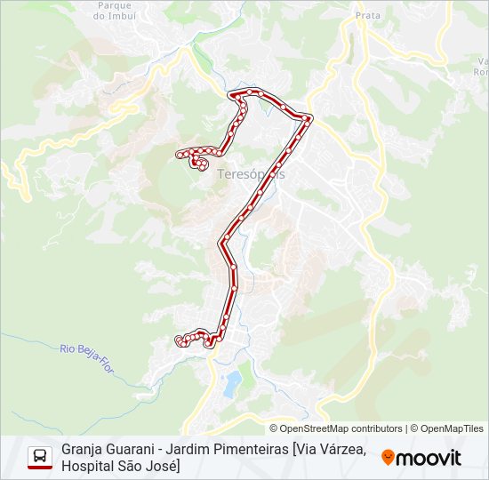 Mapa da linha 12B de ônibus